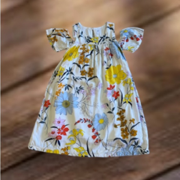 Gap Kids Floral Botanical Cold Shoulder Swing white floral Dress Size L - Picture 3 of 16